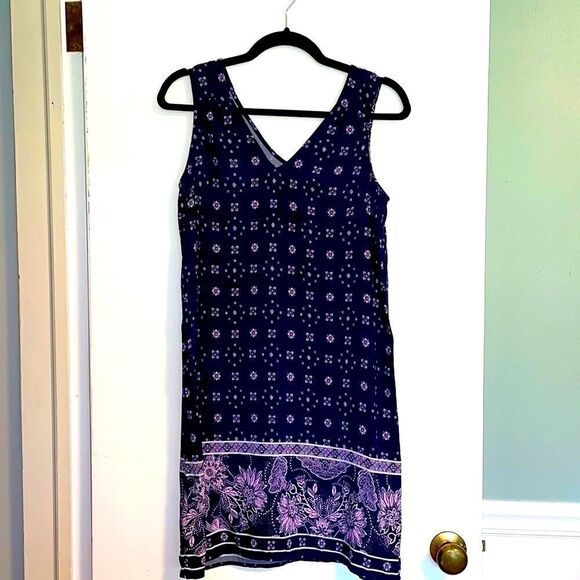 GAP V-neck border print sleeveless dress size XS - Picture 1 of 8